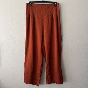 Shein Curve Wide Leg Pants Women's Size 0XL Burnt Orange Flowy Wide Leg Pants